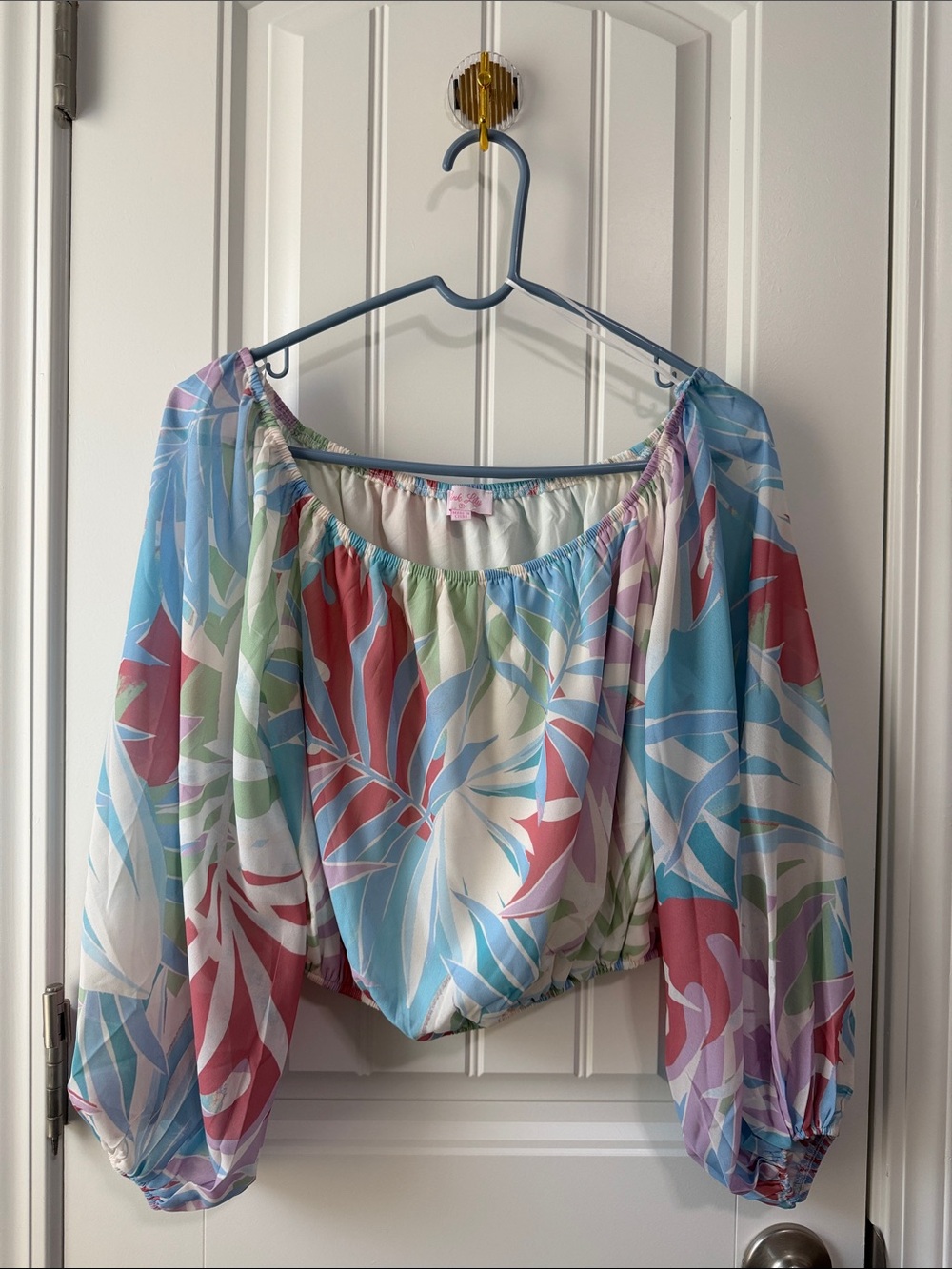 Pink Lily Pastel Multi-Color Off-Shoulder Floral Crop Top